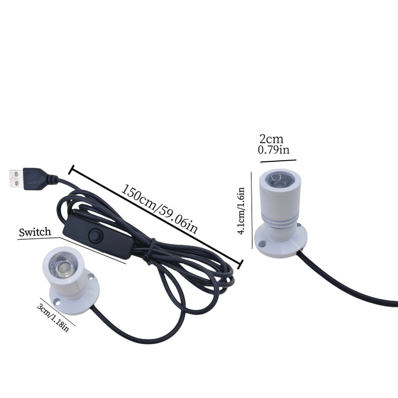 1 قطعة سبوت لايت صغير LED USB 5 فولت ساطع للإضاءة العلوية المثبتة على الأسفل 1 واط ضوء أبيض قابل للدوران بزوايا للاستخدام الداخلي في الخزائن وأرفف العرض وعدادات عرض المجوهرات باللون الأسود - Image 4