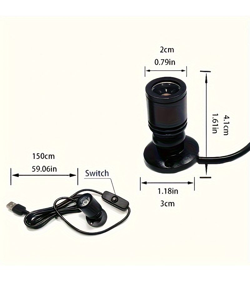 1 قطعة سبوت لايت صغير LED USB 5 فولت ساطع للإضاءة العلوية المثبتة على الأسفل 1 واط ضوء أبيض قابل للدوران بزوايا للاستخدام الداخلي في الخزائن وأرفف العرض وعدادات عرض المجوهرات باللون الأسود - Image 3