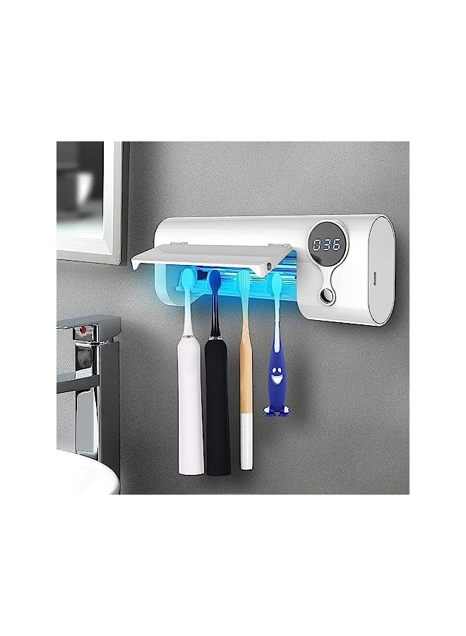 UV Toothbrush Sanitizer, Wall Mounted ToothBrush Sterilizer, Sanitizing Toothbrush Holder, with Toothbrush Sterilization Function, Rechargeable and Drilling-Free - Image 1