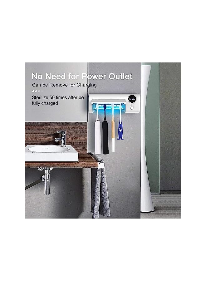 UV Toothbrush Sanitizer, Wall Mounted ToothBrush Sterilizer, Sanitizing Toothbrush Holder, with Toothbrush Sterilization Function, Rechargeable and Drilling-Free - Image 3