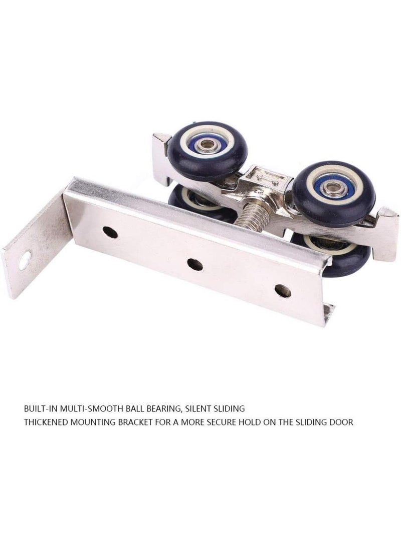 GGOOT Silent Hanging Wheel,4Pcs Sliding Door Roller,Stainless Steel Wood Sliding Door Hardware Tool with Built,in Ball Bearing,Thickened Mounting Bracket,Sturdy and Easy to  - Image 4