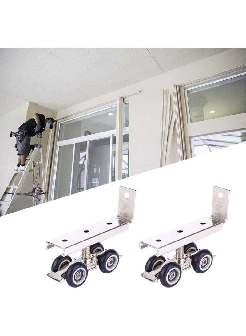 GGOOT Silent Hanging Wheel,4Pcs Sliding Door Roller,Stainless Steel Wood Sliding Door Hardware Tool with Built,in Ball Bearing,Thickened Mounting Bracket,Sturdy and Easy to  - Image 1