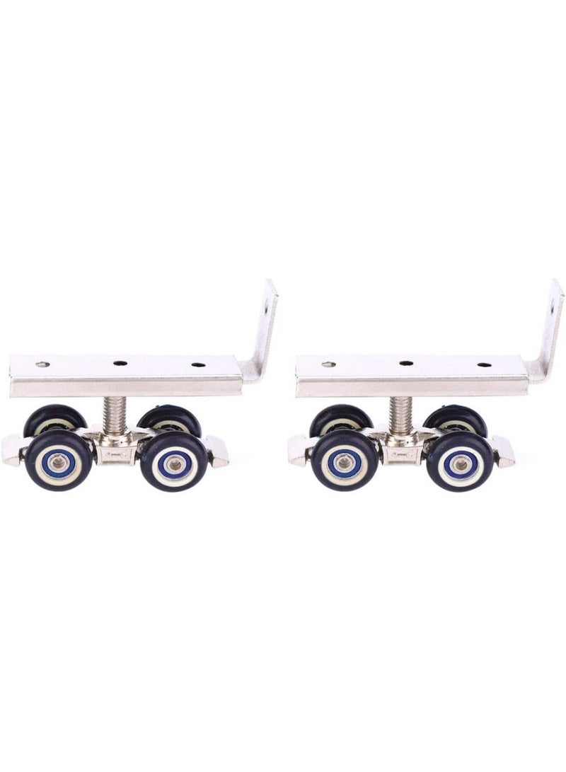 GGOOT Silent Hanging Wheel,4Pcs Sliding Door Roller,Stainless Steel Wood Sliding Door Hardware Tool with Built,in Ball Bearing,Thickened Mounting Bracket,Sturdy and Easy to  - Image 5