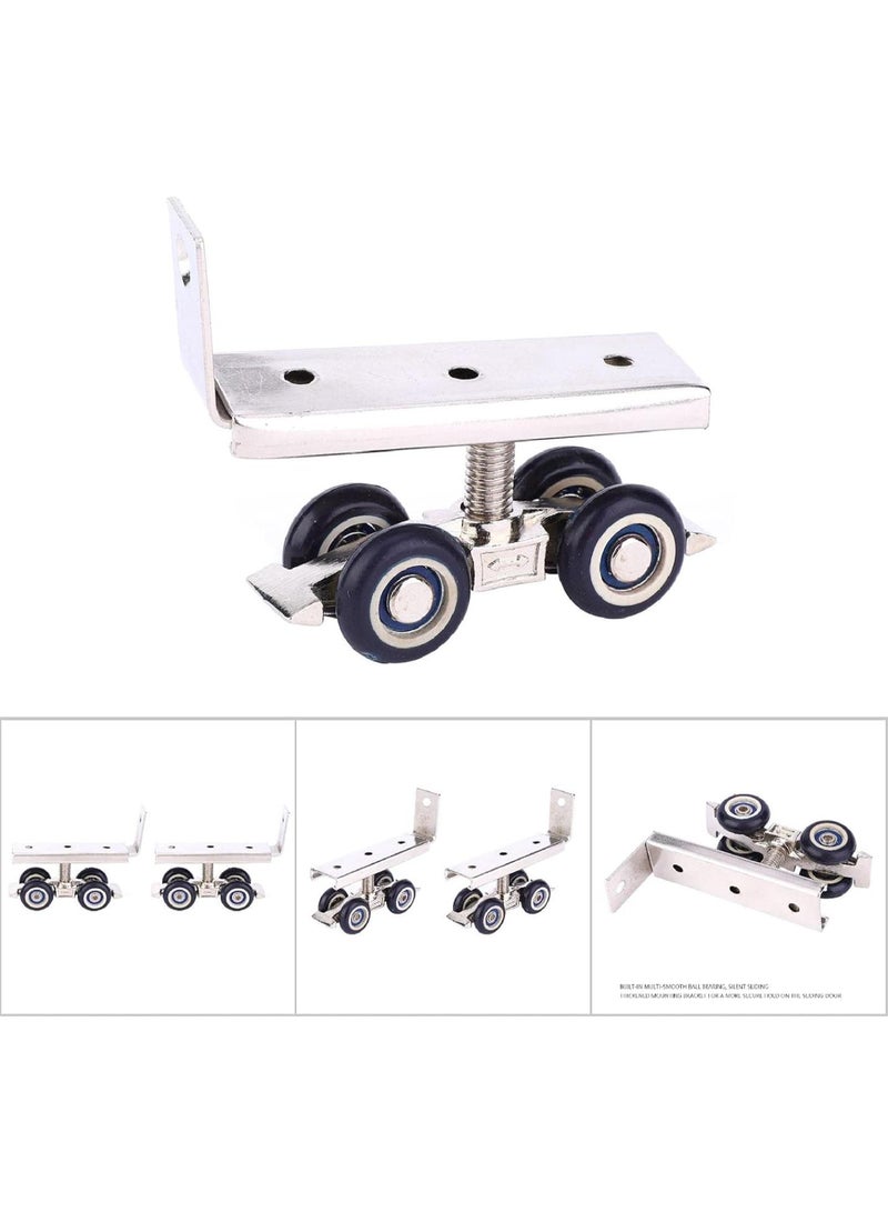 GGOOT Silent Hanging Wheel,4Pcs Sliding Door Roller,Stainless Steel Wood Sliding Door Hardware Tool with Built,in Ball Bearing,Thickened Mounting Bracket,Sturdy and Easy to  - Image 2