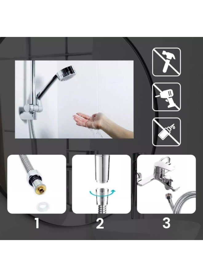 خرطوم دش للاستحمام بطول 2 متر مصنوع من الستانلس ستيل مع وصلة عالمية G1/2 مع تصميم مرن ومقاوم للالتواء. - Image 3