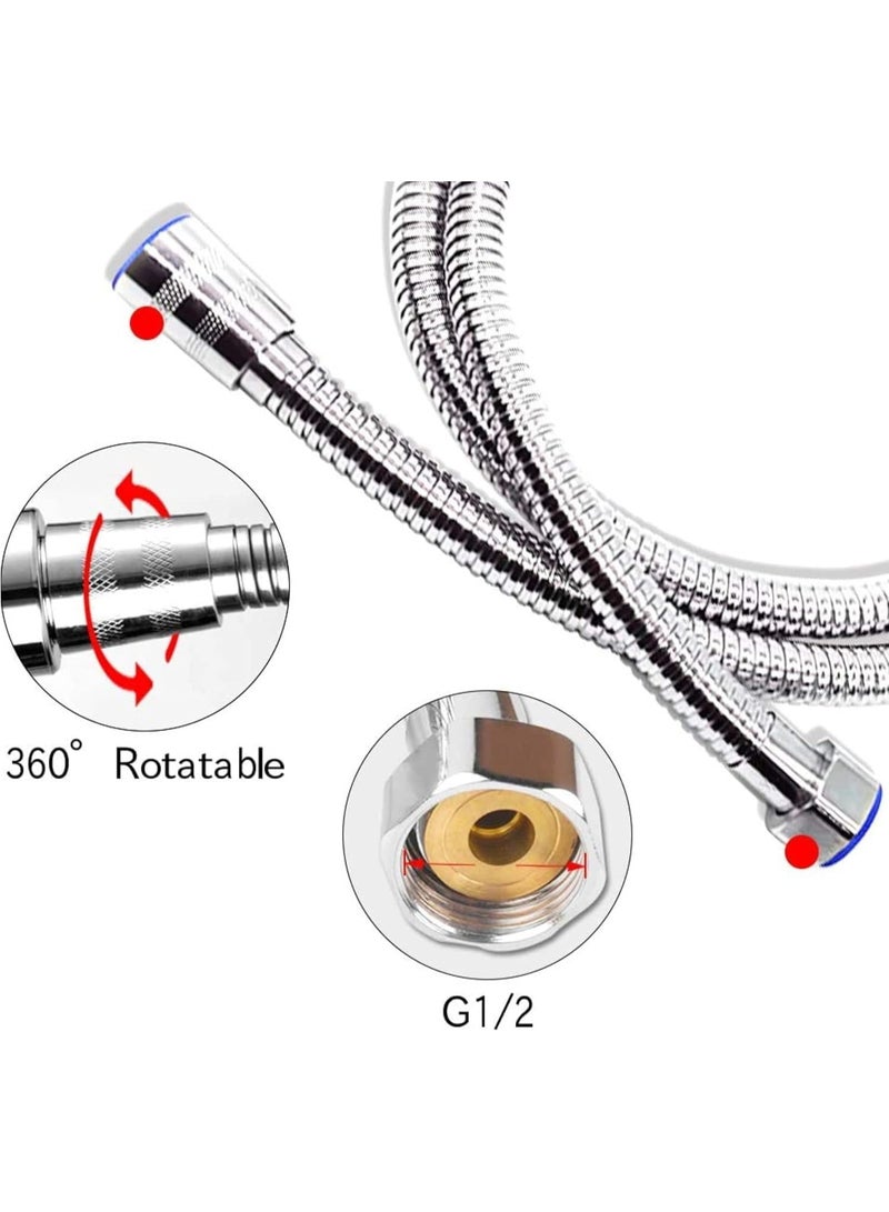 خرطوم دش للاستحمام بطول 2 متر مصنوع من الستانلس ستيل مع وصلة عالمية G1/2 مع تصميم مرن ومقاوم للالتواء. - Image 2