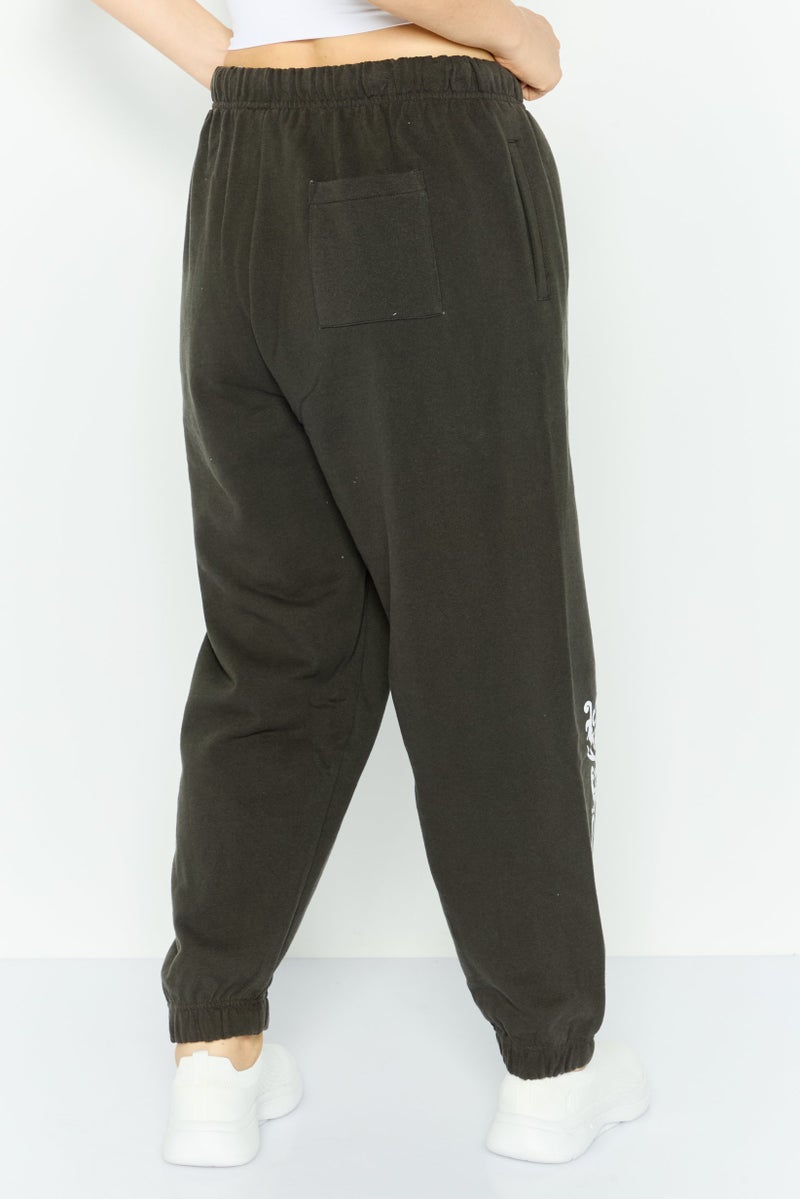 Misfit Women Regular Fit Graphic Print Sweatpants, Charcoal - Image 4