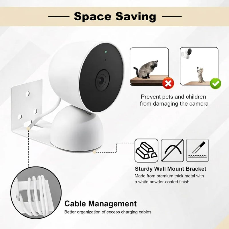 ToolHouse 2 Pack Adhesive Metal Wall Mount for Security Camera – Adjustable Bracket for Corner & Ceiling Installation, No-Drill, Anti-Rust – Compatible with Most Indoor Cameras - Image 2
