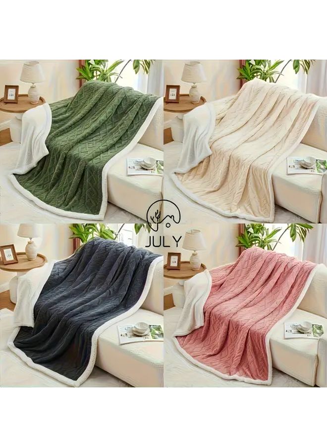 Grey Plush Fleece Blanket Ultra Soft Thickened Premium Jacquard All Season Warm - Image 5