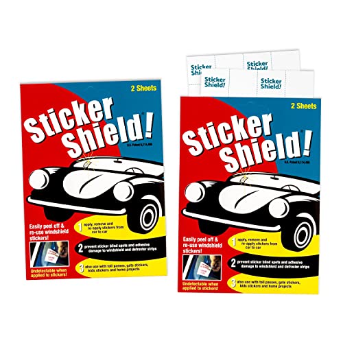 Sticker Shield Windshield Sticker Applicator for Easy Application Removal and ReApplication from Car to Car 4 inch x 6 inch Sheets 2 Packs 4 Sheets Total - Image 1