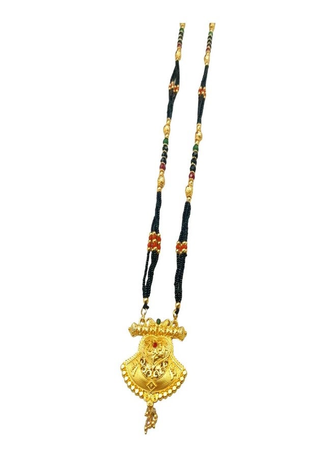 Swaroop Designer Mangalsutra For Women Stylish New Gold Plated Mangalsutra Long Size Heavy Design Long Black Bead Chain 126 - Image 1