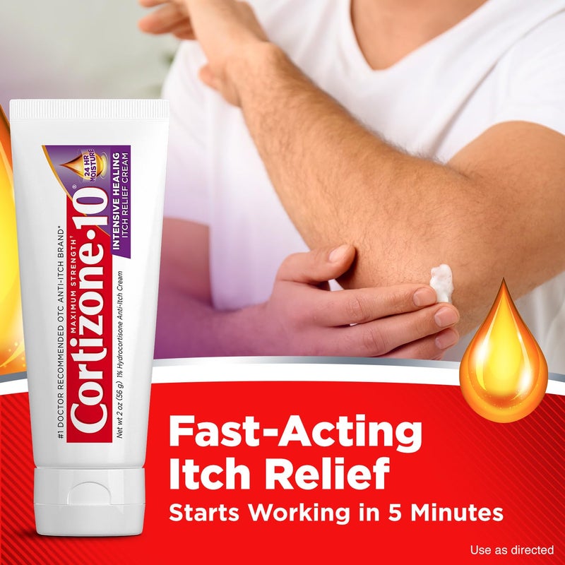 Cortizone 10 Cortizone-10 Maximum Strength Intensive Healing Itch Relief Cream, 1% Hydrocortisone, Fast-Acting, Anti-Itch Cream for Bug Bites, Rash, Eczema, Psoriasis, Poison Ivy, Oak, Sumac & More, 2 oz - Image 3