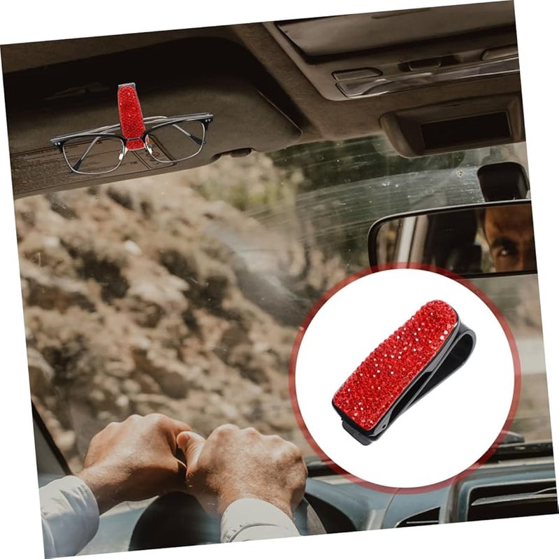 2pcs Rhinestone Car Sunglasses Holder Visor Clip Glasses Fastener Organizer Stylish Driver Accessories - Image 4
