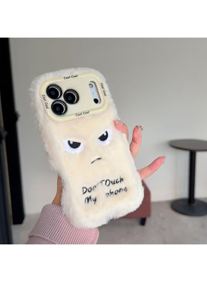 جراب هاتف قطيفة مطرز بتصميم واقف لوحش صغير غاضب، مناسب لأيفون 17 بروماكس