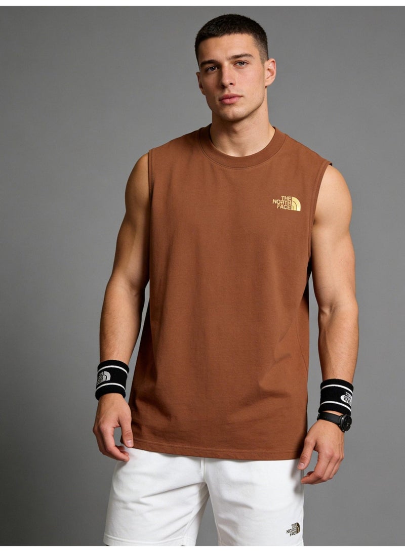 THE NORTH FACE North sleeveless vest T-shirt gold logo printing loose version-cotton round neck-the same for men and women - Image 2