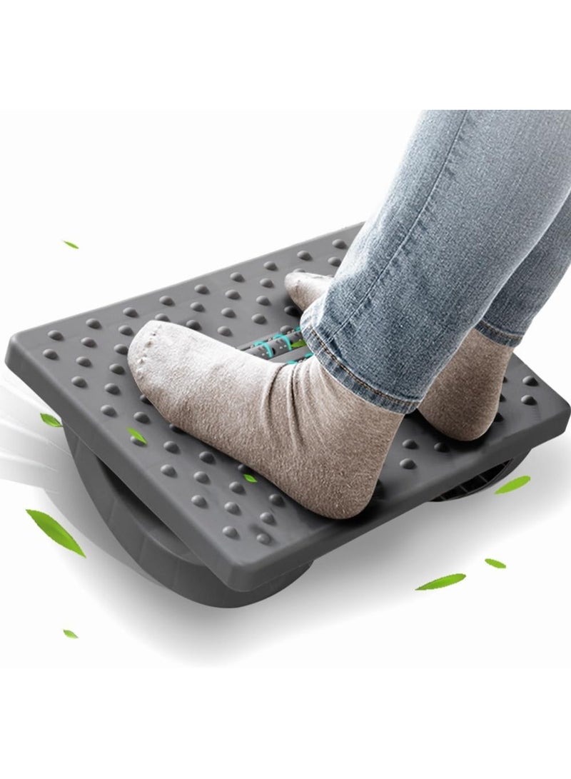 Foot Rest for Under Desk at Work - Ergonomic Foot Stools for Under Office Desk - Rocking Footrest with Roller Massager - Leg Rest for Chair, Computer Gaming - Promote Leg Circulation(Gray) - Image 1
