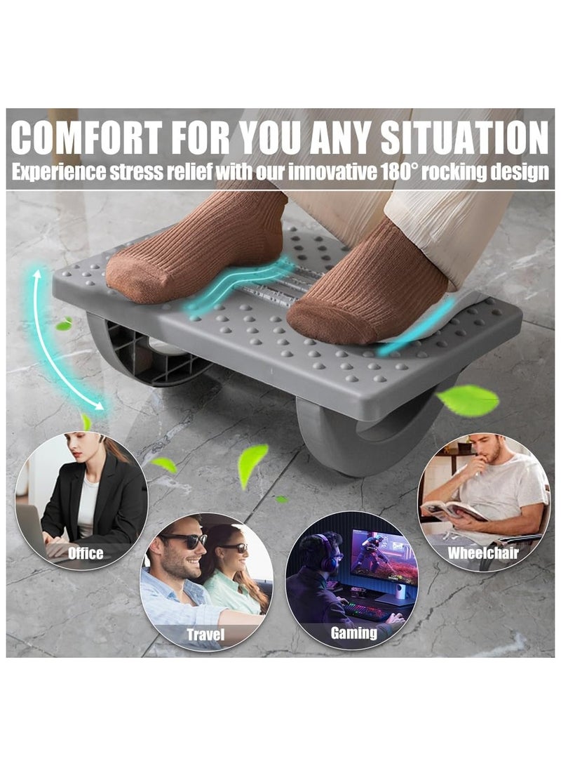 Foot Rest for Under Desk at Work - Ergonomic Foot Stools for Under Office Desk - Rocking Footrest with Roller Massager - Leg Rest for Chair, Computer Gaming - Promote Leg Circulation(Gray) - Image 2