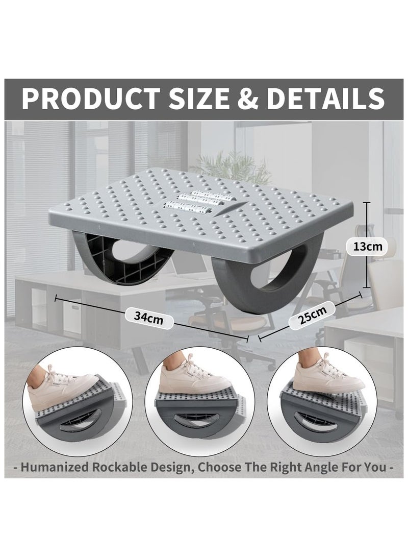 Foot Rest for Under Desk at Work - Ergonomic Foot Stools for Under Office Desk - Rocking Footrest with Roller Massager - Leg Rest for Chair, Computer Gaming - Promote Leg Circulation(Gray) - Image 3