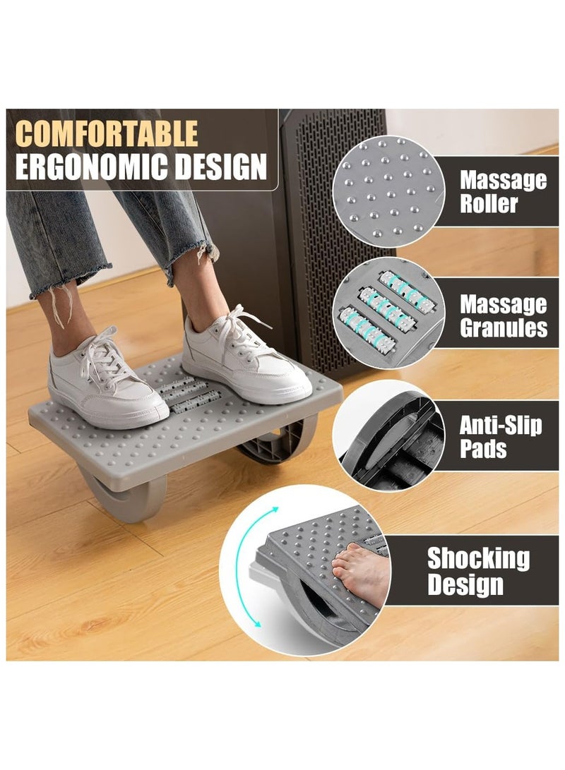 Foot Rest for Under Desk at Work - Ergonomic Foot Stools for Under Office Desk - Rocking Footrest with Roller Massager - Leg Rest for Chair, Computer Gaming - Promote Leg Circulation(Gray) - Image 5