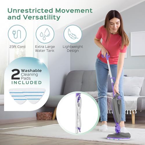 Turonic ST3 10-in-1 Steam Mop - 1500W Floor Steamer with Detachable Handle, 110°C Steam, 25-Min Runtime, Handheld Cleaner for Tile, Grout, Hardwood, Carpet, Upholstery, Chemical-Free Cleaning - Image 4