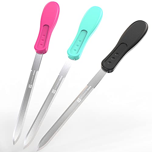 Uncommon Desks Office Letter Opener - Stainless Steel Knife-Edge Blade, Ergonomic Grip Handle (Mixed Colors, 3 Pieces) - Image 1