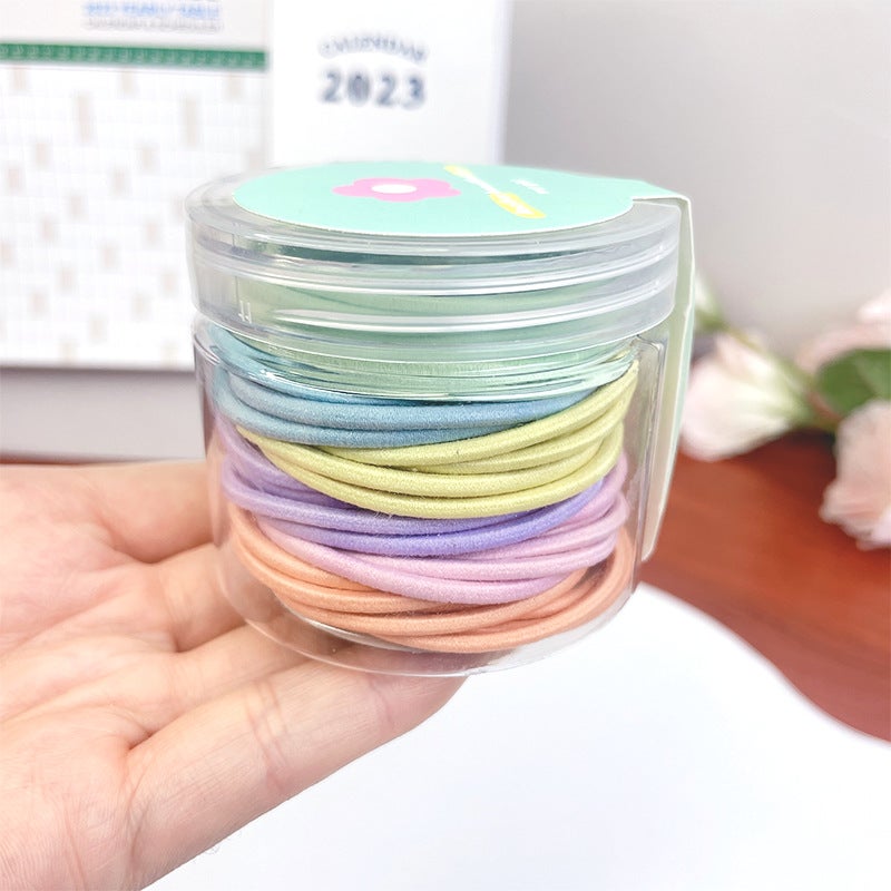 Generic Candy-colored hair rope childrens hair band womens hair does not hurt the elastic good hair band hair rope baby rubber band hair accessories 1# Macron can (48 pieces)