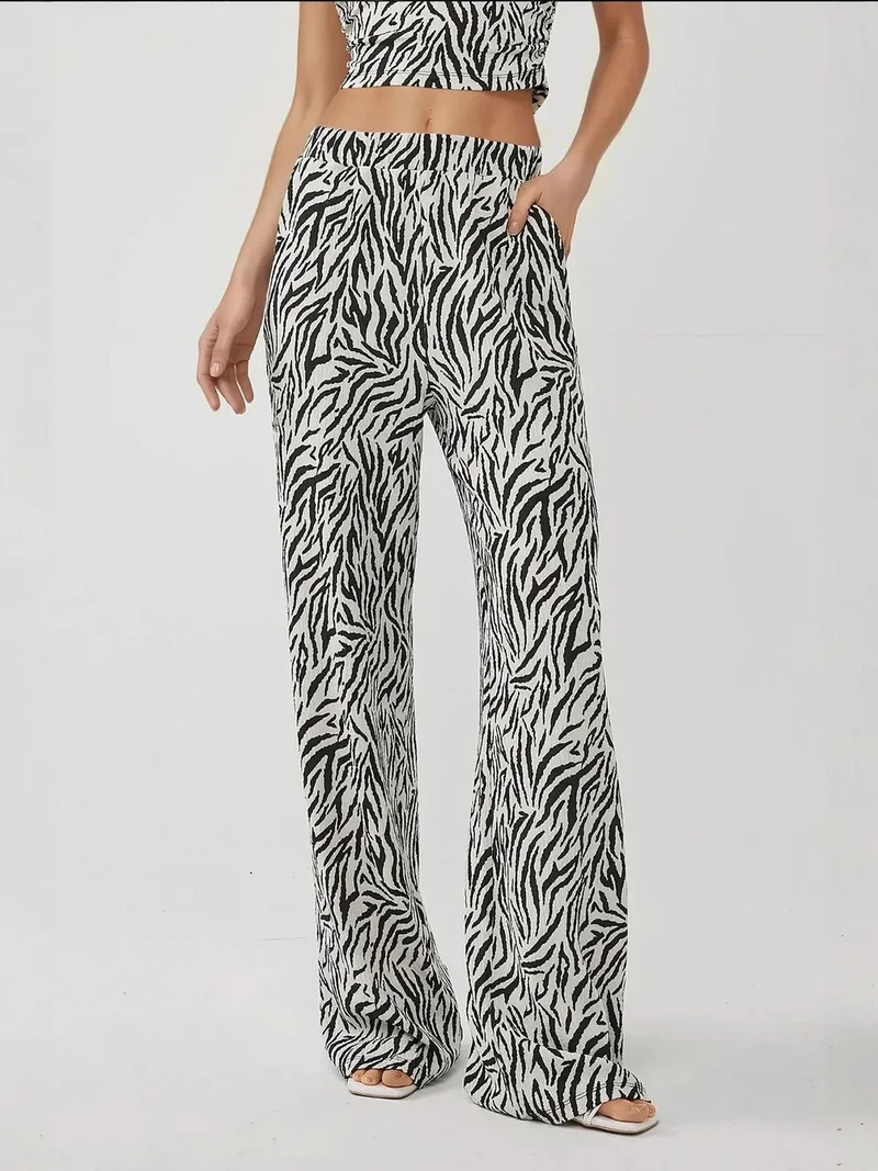 هيكاب بنطلون واسع بطبعة حمار وحشي