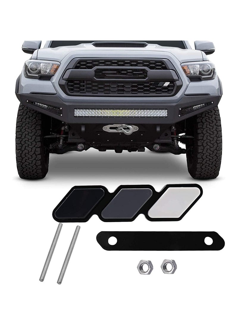 KASTWAVE Tri-color grille badge logo decoration accessories car truck label for Tacoma 4Runner and for Tundra Rav4, three-color badge logo for Highlander's T-G3Y White-Light gray-Black  - Image 1
