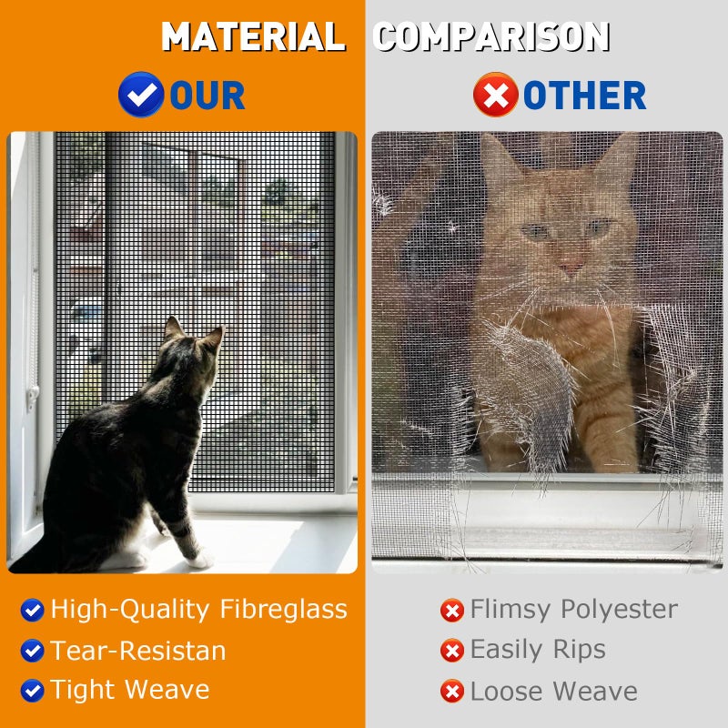 HOFUDON Window Screen Mesh, 48" x 100' Fiberglass Screen Roll Door Mesh, Replacement Window Screens for House Windows, Patio Porch Sliding Screen Mesh Black - Image 2