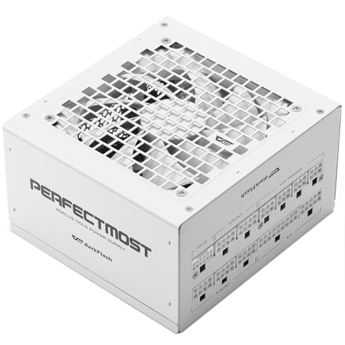 darkFlash PMT750 Fully Modular Power Supply ATX 3.1& PCIe 5.1 Ready, 12VHPWR Cable Included, 100% Japanese 105°C Capacitors, 80 Plus Gold Gaming PSU, Compact 150mm Size, 5 Year Warranty(White) - Image 1