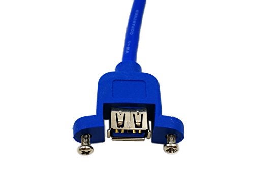 zdyCGTime 12" Panel Mount USB 3.0 A Female to 90 Degree Left Angled Micro B Male Extension Cable with Screws(Blue) - Image 5