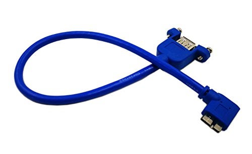 zdyCGTime 12" Panel Mount USB 3.0 A Female to 90 Degree Left Angled Micro B Male Extension Cable with Screws(Blue) - Image 3
