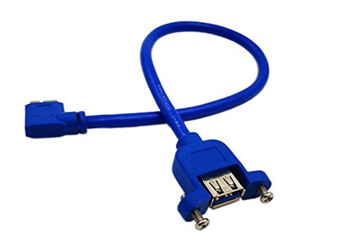 zdyCGTime 12" Panel Mount USB 3.0 A Female to 90 Degree Left Angled Micro B Male Extension Cable with Screws(Blue) - Image 4