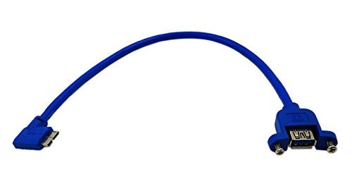 zdyCGTime 12" Panel Mount USB 3.0 A Female to 90 Degree Left Angled Micro B Male Extension Cable with Screws(Blue) - Image 2