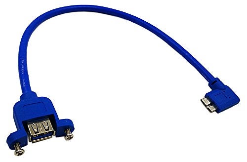 zdyCGTime 12" Panel Mount USB 3.0 A Female to 90 Degree Left Angled Micro B Male Extension Cable with Screws(Blue) - Image 1
