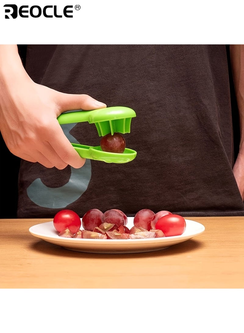 REOCLE Portable Fruit Cutter Ergonomic Easy Grip Slicing Tool witfor Grapes Cherries Tomatoes Strawberries Dishwasher Safe Durable Plastic Design - Image 2