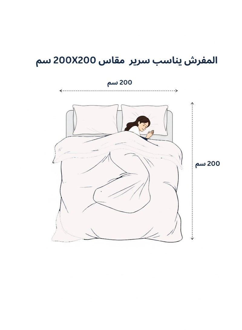 مينج لي مفرش شتوي نفرين نظام وجهين وجه مخمل وجه فرو - طقم مفارش 6 قطع ( 1 لحاف + 1 وشرشف مطاطي + 4 أغطية وسائد ديكورية ) يناسب سرير مقاس 200x200 سم - Image 2