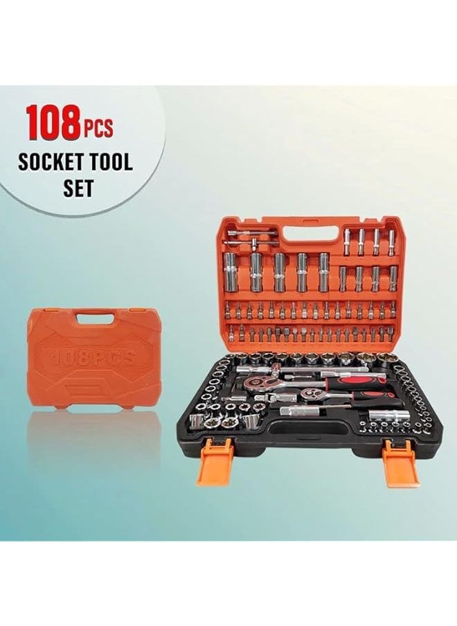 Generic - 1 4 1 2 Inch Dr. Socket Wrench Set 108 Pcs Tool Kits For All Purpose 1 4 Inch Drive Metric Flexible Extension Bar Hand Tool Kit - Image 1
