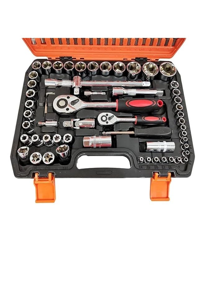 Generic - 1 4 1 2 Inch Dr. Socket Wrench Set 108 Pcs Tool Kits For All Purpose 1 4 Inch Drive Metric Flexible Extension Bar Hand Tool Kit - Image 1