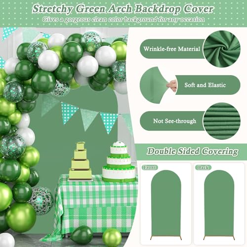 Dexpinzo 7.2FT Arch Fabric Backdrop Cover, Green Spandex Round Top Arch Stand Cover with Balloon Tie Tool for Wedding Ceremony Baby Bridal Shower Gender Reveal Birthday Party Photo Background Decorations - Image 5