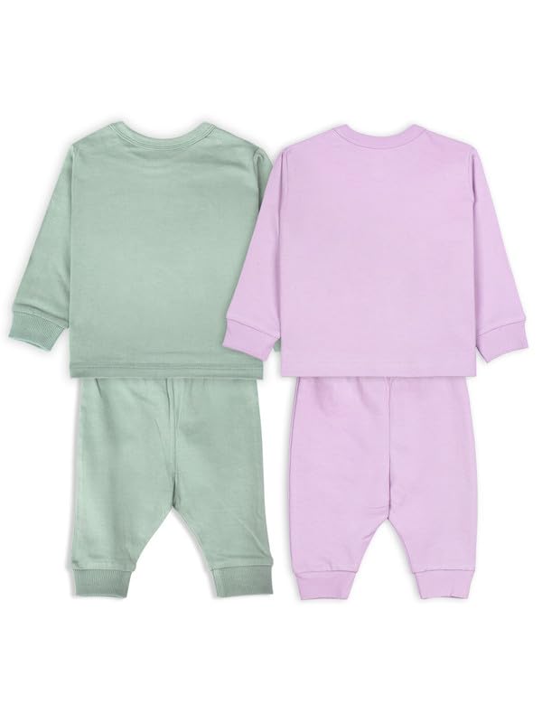 ARIEL Unisex Baby Full Sleeves Cotton Sweatshirt & Joggers Set (Pack of 2) (AR-BS-P2-GrnPan_Prpl_cat-0-3) - Image 2