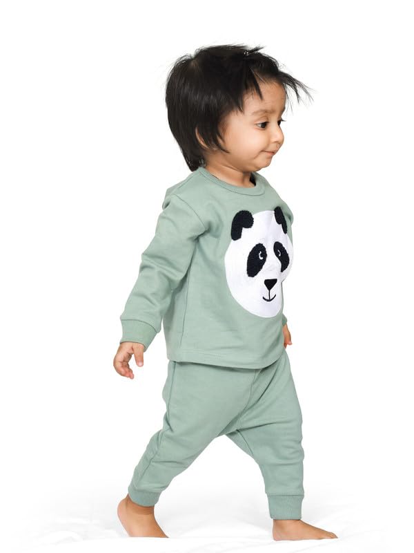 ARIEL Unisex Baby Full Sleeves Cotton Sweatshirt & Joggers Set (Pack of 2) (AR-BS-P2-GrnPan_Prpl_cat-0-3) - Image 3