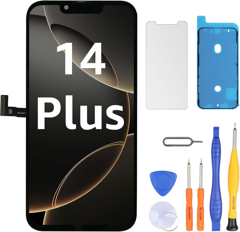 LL TRADER Screen Replacement for iPhone 14 Plus 6.7" LCD Retina FHD Display COF Touch Screen Digitizer with Repair Tool Kits, Waterproof Tape, Screen Protector (Truetone programable) 2025 New - Image 1