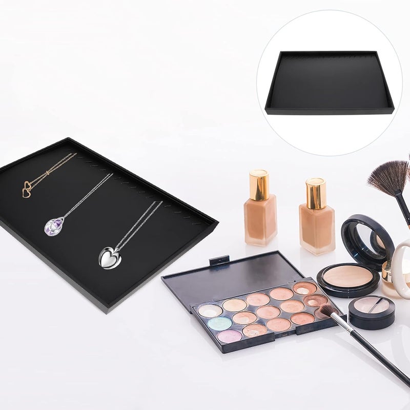 klarako Black Choker Valet Tray Earring Tray Necklace Display Tray Box Pu Leather Jewelry Tray for Ring Necklace Display Holder Organizer Drawer Jewelry Organizer Ornament Display Stand Valet Tray - Image 5