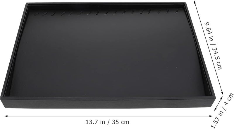 klarako Black Choker Valet Tray Earring Tray Necklace Display Tray Box Pu Leather Jewelry Tray for Ring Necklace Display Holder Organizer Drawer Jewelry Organizer Ornament Display Stand Valet Tray - Image 2