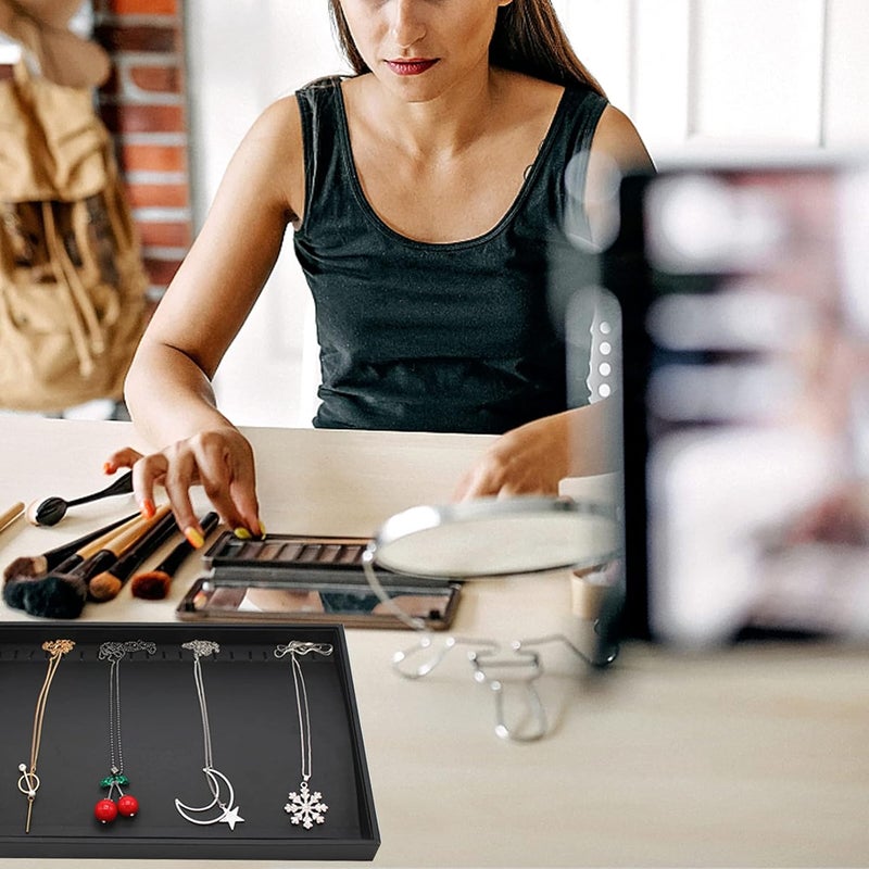 klarako Black Choker Valet Tray Earring Tray Necklace Display Tray Box Pu Leather Jewelry Tray for Ring Necklace Display Holder Organizer Drawer Jewelry Organizer Ornament Display Stand Valet Tray - Image 4