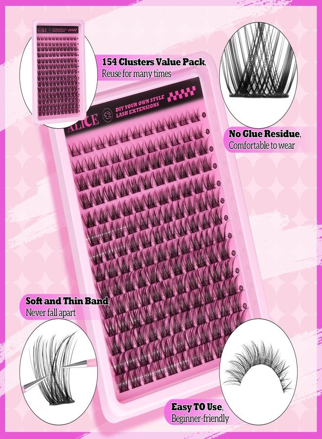 ALICE Natural Cluster Eyelash Extensions Lash Clusters DIY Lash Extensions Wispy Eyelash Clusters Individual Lashes 154pcs - Image 4