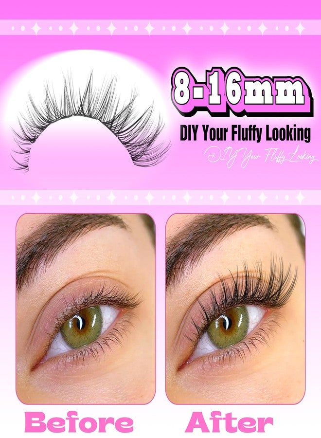 ALICE Natural Cluster Eyelash Extensions Lash Clusters DIY Lash Extensions Wispy Eyelash Clusters Individual Lashes 154pcs - Image 3