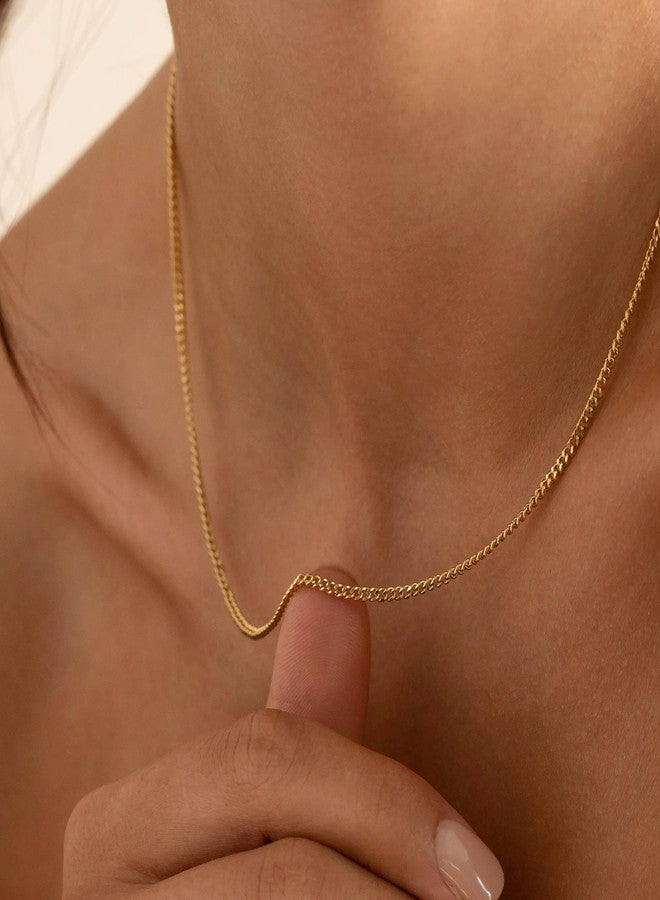 Krfy Gold Chain Necklace for Women Trendy - 925 Sterling Silver Clasp Dainty Choker Necklace 14K Gold Plated 14/16/18/20 inch Thin Simple Box Figaro Chain Herringbone Necklace Gold Jewelry for Women - Image 3