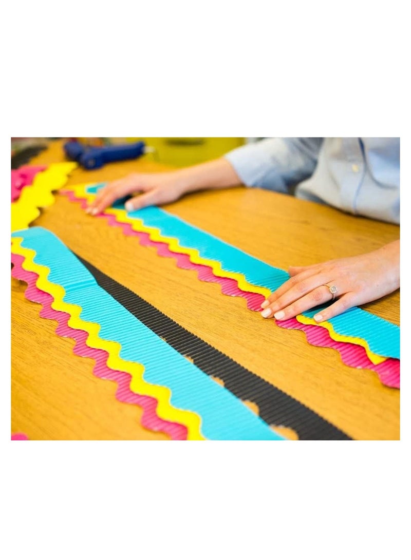 Maxi 1-Piece Corrugated Scalloped Borderette Border For School Displays, Classroom Decorations and Bulletin Boards Tape Yellow - Image 3